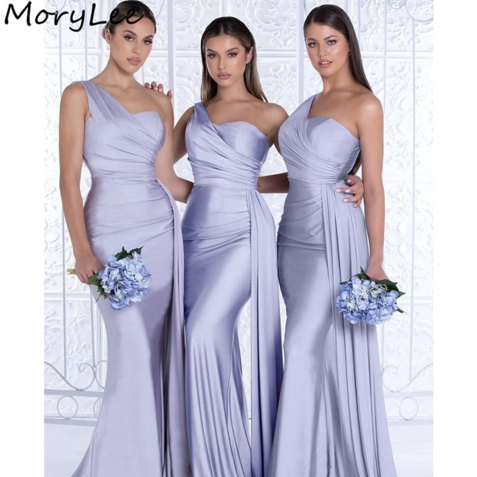 Bridesmaid Dresses Sweetheart One Shoulder Spandex Satin Mermaid Bridesmaid Dresses Lace Up Back Wedding Party Bridesmaid Gowns